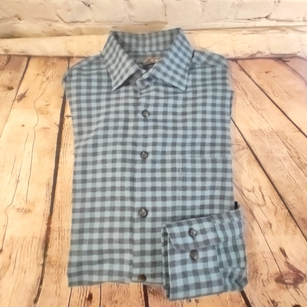 Peter Millar Blue and Black Check Button-Down Shirt